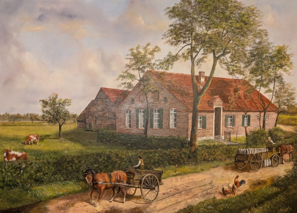 Gemälde der ursprünglichen Hofstelle; Künstler: Heinrich Baumeister